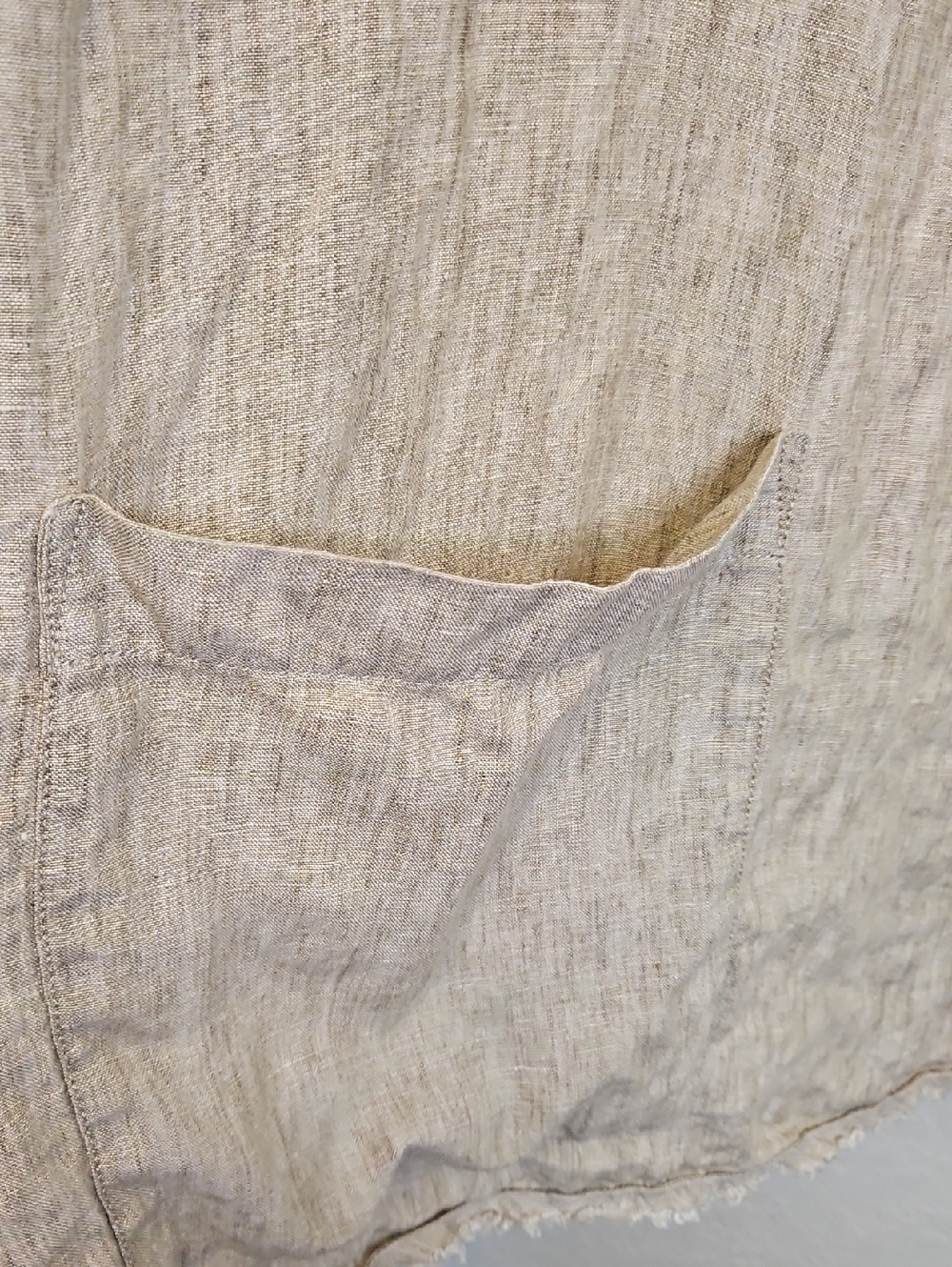 Eileen Fisher Oatmeal Organic Linen Tunic Top, Size Large - Picture 4 of 10